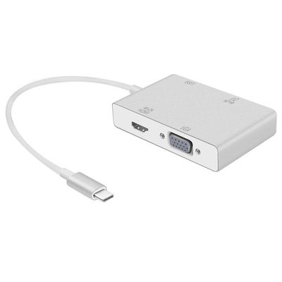 CHICHIYANG 4 in 1 USB-C Type-C to 4K HDMI VGA DVI Converter USB 3.0 Port Hub Adapter Cable Multiport Convert