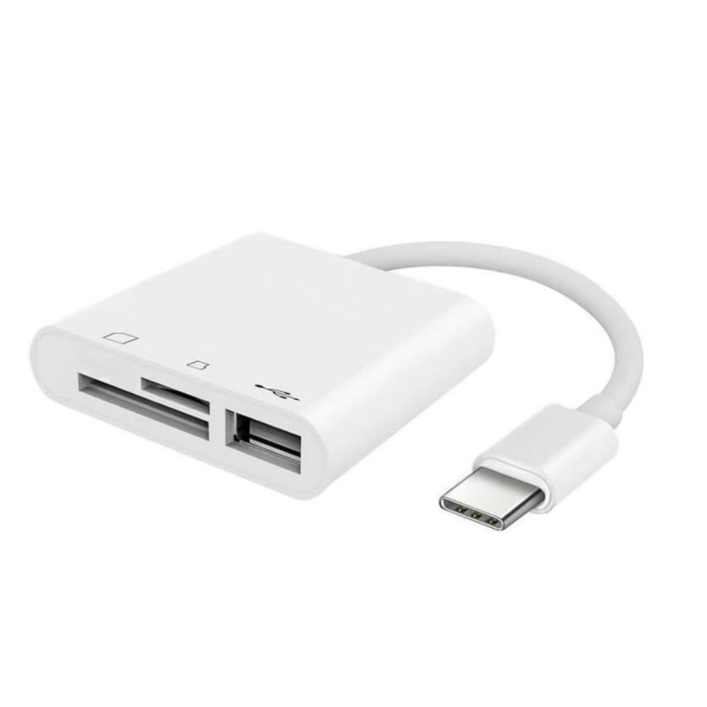 3-Port USB Type C to Card Reader Adapter SD Card Reader for MacBook Pro Laptop