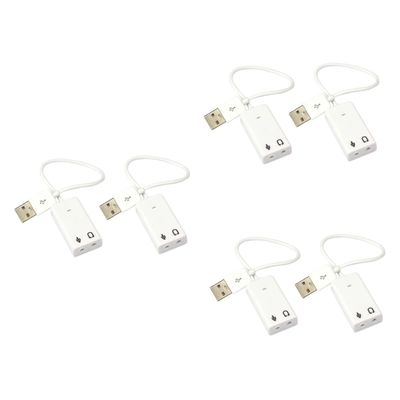 jojofuny 6pcs USB External Sound Card Adapter Laptop USB Audio Adapter Microphone Input and Headphone Output Independent Noise Reduction for Sound No Drivers Needed Compatible Laptops and