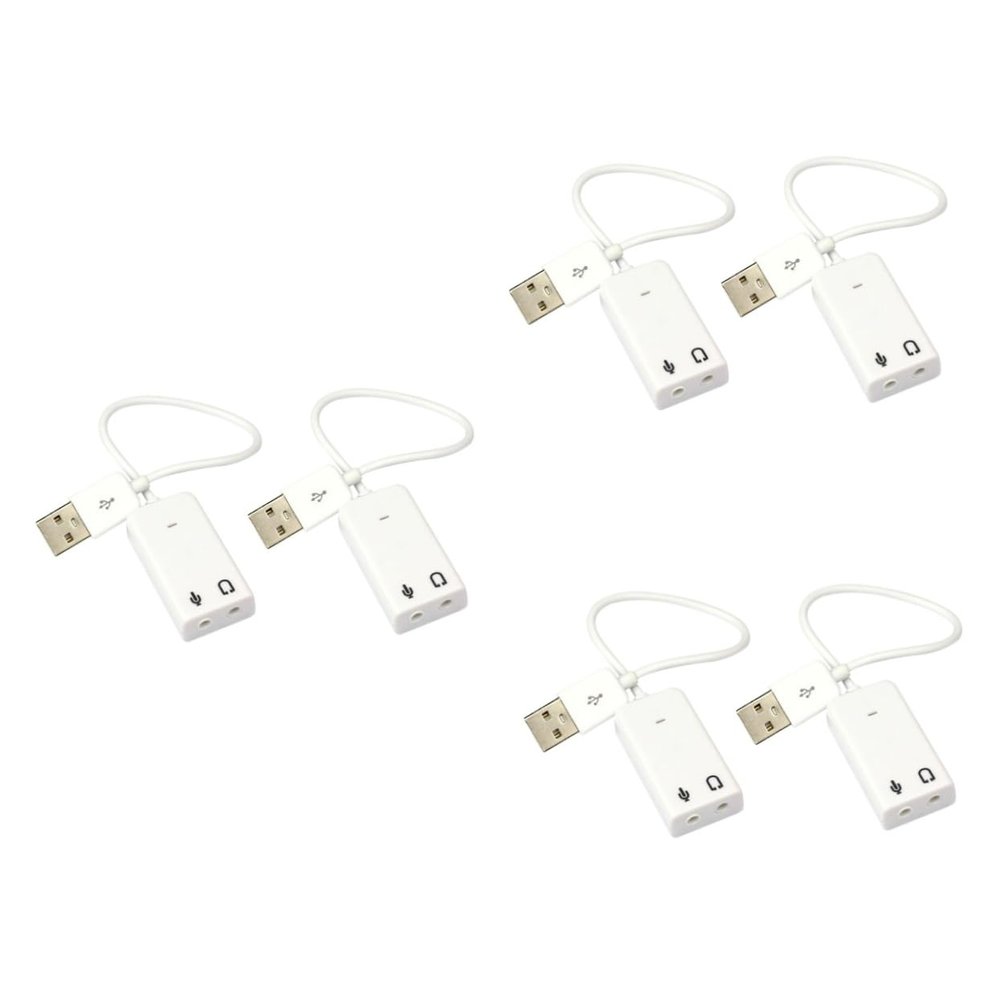 jojofuny 6pcs USB External Sound Card Adapter Laptop USB Audio Adapter Microphone Input and Headphone Output Independent Noise Reduction for Sound No Drivers Needed Compatible Laptops and
