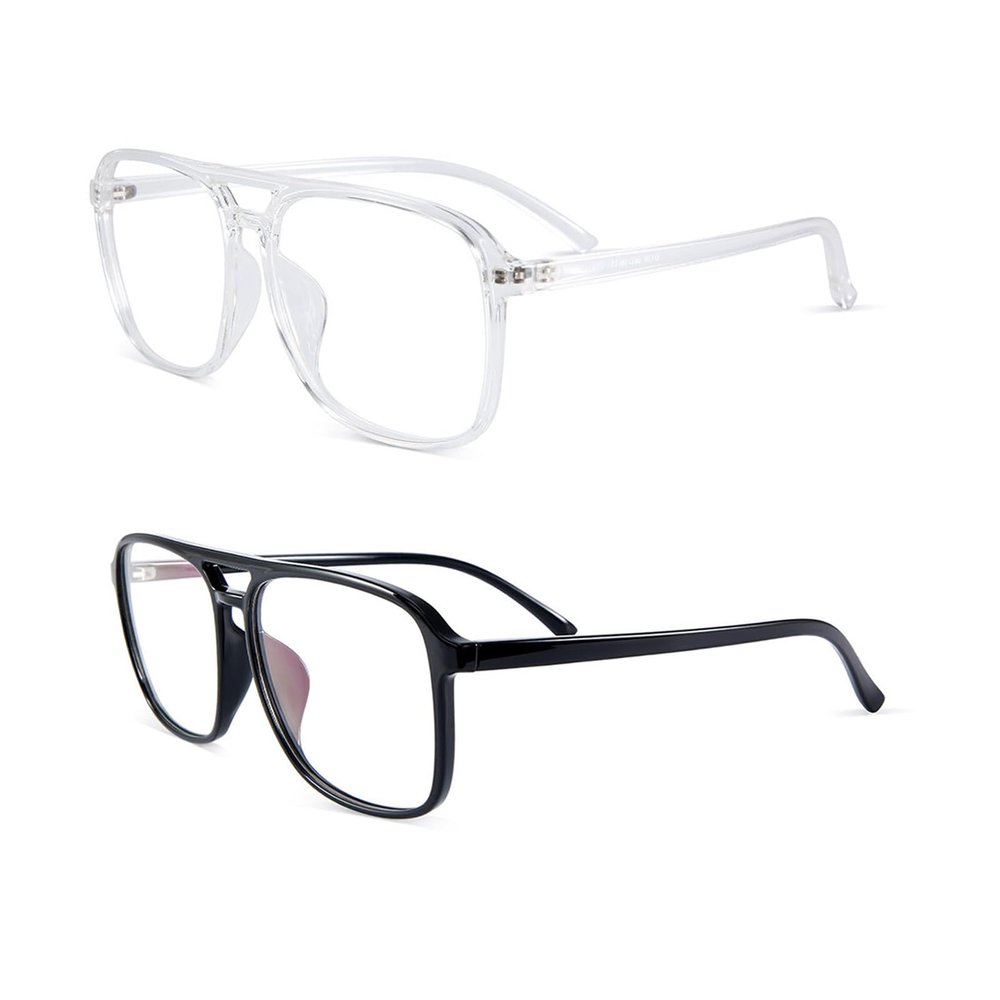 AOOLIA 3 PCs Blue Light Blocking Glasses - Square Fake Eyeglasses, Anti UV Ray Computer Gaming Glasses for Women Men (2Pack-Clear,Black)