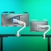 ARES WING Ultrawide Monitor Arm White for 17 to 49 Inch Heavy Duty Curved Screen, Holds 44 Lbs, Adjustable Gas Spring Monitor Arm Desk Mount with C Clamp, Grommet Base, 75/100 Vesa Mount view 2