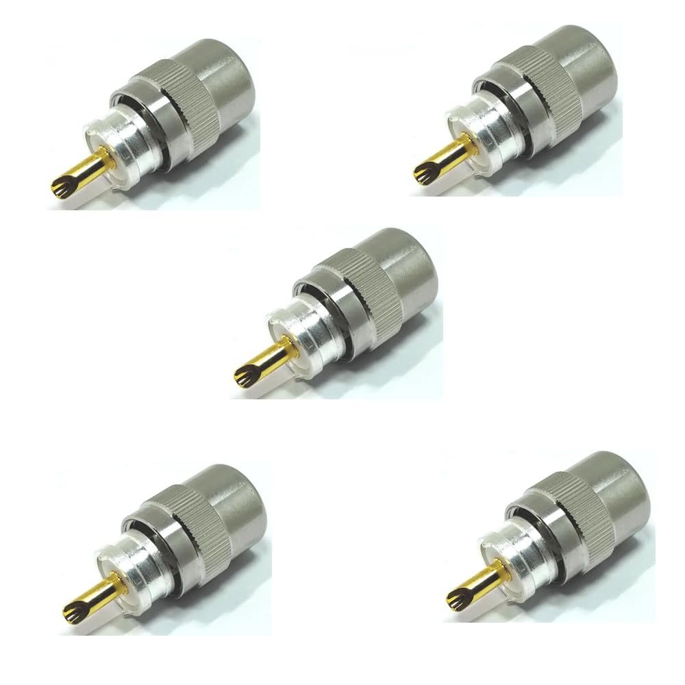 WORLDPEAK 5pcs UHF PL259 Male Plug Solder Coaxial Connector for 5D-FB LMR300 Cable for Antennas Wireless LAN Devices