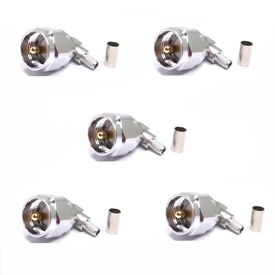 WORLDPEAK Right Angle 50ohm Crimp Connector UHF PL259 Type for LMR195 RG58 Coaxial Cable Pack of 5pieces for Antennas Wireless LAN Devices