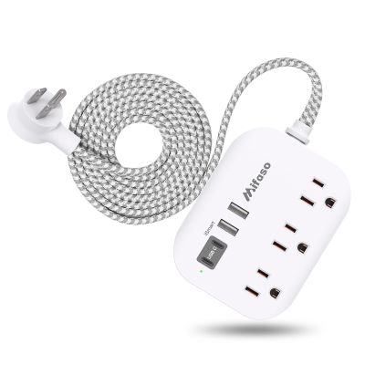 Cruise Ship Essentials - Mifaso Power Strip with USB Ports, 5Ft Flat Extension Cord with Multiple Outlets, USB Charging Station with Non Surge Protector for Cruise Ship, Travel, Dorm Room Essentials