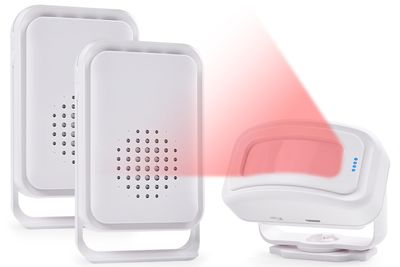 Motion Sensor Alarm Motion Detector Alarm Doorbell Indoor Alarms Business Door Entry Chime Multifunctional Door Alarms Wireless Detector with LED Indicator & Vibration (1 Sensor + 2 Receiver)