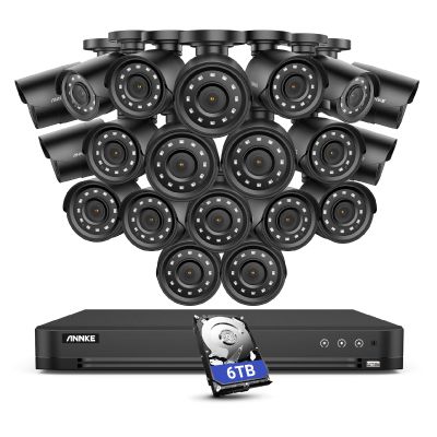 ANNKE 32CH Security Camera System, 32 Channel 3K Lite DVR Recorder with AI Human/Vehicle Detection, 20pcs Bullet 2MP Waterproof Cams, 100ft Night Vision, Remote Access, 6TB Hard Drive