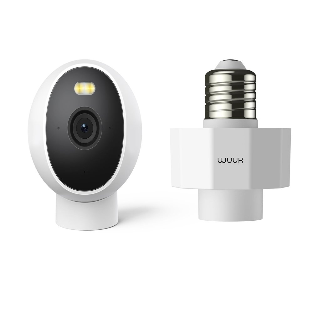 WUUK Indoor Outdoor Security Camera and Lamp Socket Bundle