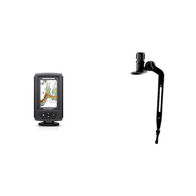 Humminbird 410150-1 PIRANHAMAX 4 Fish Finder,Black & Scotty 141 Kayak/SUP Transducer Mounting Arm with Gear-Head Black, Medium