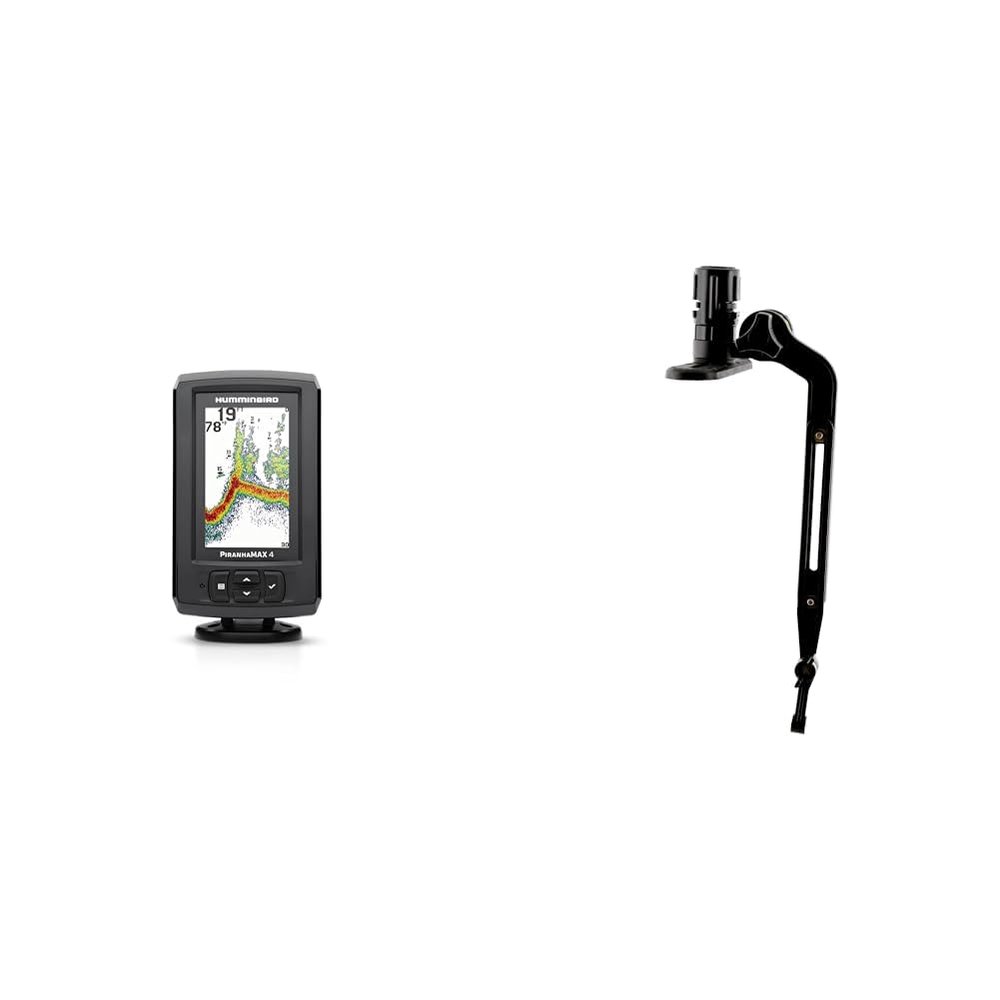 Humminbird 410150-1 PIRANHAMAX 4 Fish Finder,Black & Scotty 141 Kayak/SUP Transducer Mounting Arm with Gear-Head Black, Medium