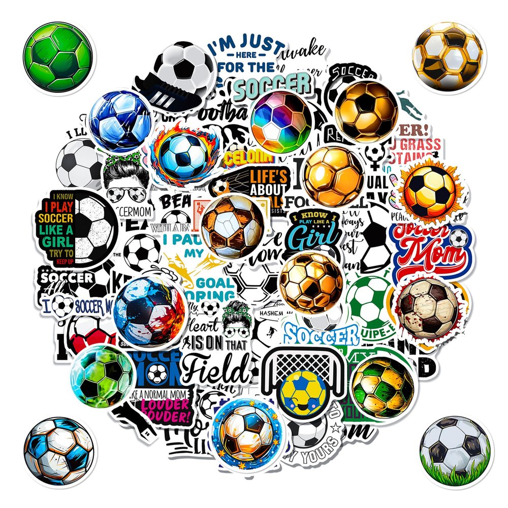 100 PCS Soccer Stickers Sports Football Stickers for Laptop Water Bottle Computer Refrigerator Luggage Phone Case Bicycle Teens (Soccer)