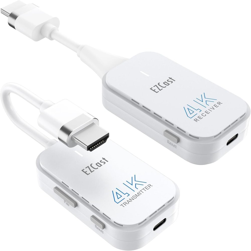 EZCast Wireless HDMI Transmitter & Receiver, 4K 30Hz, Screen Mirroring and Extending for Laptop/PC/PS5, 30m Range