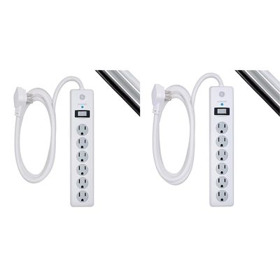 GE 6-Outlet Surge Protector, 6 Ft Extension Cord, White, 67051 & GE 6-Outlet Surge Protector, 8 Ft Extension Cord, White, 67044