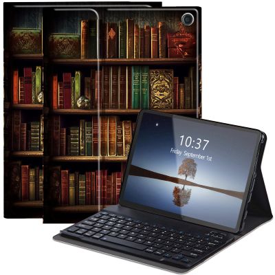 WZCJDHMJ Keyboard Case for Amazon Fire Max 11 (13th Generation, 2023 Release)- Slim Smart Cover with Detachable Keyboard for Fire 11 Max Tablet,Vintage Bookshelf