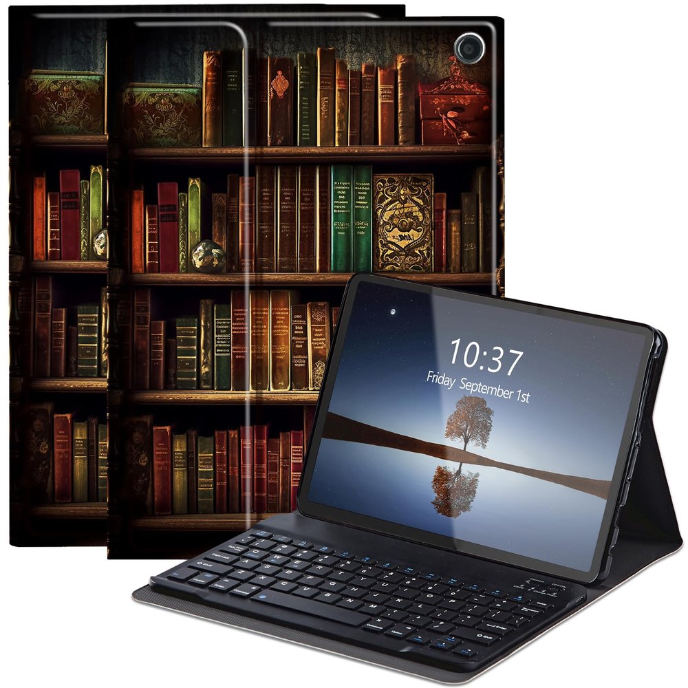 WZCJDHMJ Keyboard Case for Amazon Fire Max 11 (13th Generation, 2023 Release)- Slim Smart Cover with Detachable Keyboard for Fire 11 Max Tablet,Vintage Bookshelf