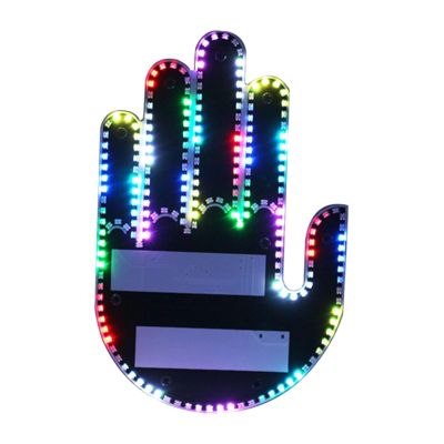 DirectNine Basics Car Finger Light Car Interior Light to Express Yourself Easy Installation Auto Truck Accessories Led Middle Finger Sign, Colorful, 15cmx9.8cm