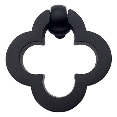 JCAKES Drawer Knob Flower Ring Drawer Pull Clover Matte Black Drop Pull Floral Cabinet Door Knob Pulls Handle Dresser Knobs Rings Drawer Handles Kitchen Hardware