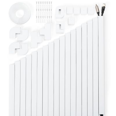 306in Cord Hider Kit, Cord Covers for Wires on Wall, Paintable Wire Cover for Cords, Cable Hider for Wall Mounted TV, White Cord Concealer, Cable Raceway Wire Management, 18x L17in x W0.95in x H0.55in
