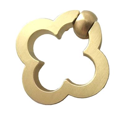 JCAKES Flower Ring Drawer Pull Clover Brass Drop Pull Floral Cabinet Door Knob Pulls Handle Brushed Brass Dresser Knobs Rings Drawer Handles Kitchen Hardware