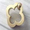 JCAKES Flower Ring Drawer Pull Clover Brass Drop Pull Floral Cabinet Door Knob Pulls Handle Brushed Brass Dresser Knobs Rings Drawer Handles Kitchen Hardware view 2