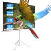 100" Projector Screen with Stand, Outdoor Indoor Projector Screen Portable, 16:9 4K HD Projection Screen,Easy Setup and Carrying, Wrinkle-Free, for Home Cinema, Backyard Party view 1