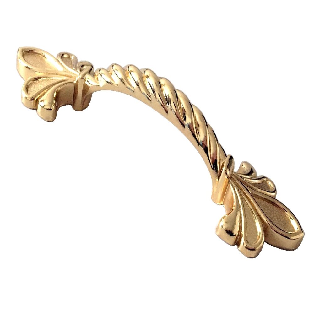 JCAKES 2.5" C-C Fleur De Lis Polished Gold Cabinet Pull Handle Knob Dresser Knob Drawer Handle Dresser Pulls Kitchen Door Handles Hardware 64 mm Centers