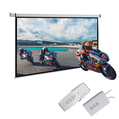 100" Motorized Projector Screen,Portable Projector Screen with Remote Control, 16:9 HD Electric Projection Screen for Indoor Outdoor Home Theater Office, Wall/Ceiling Mounted