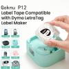 5 Pack Goknu P12 Label Maker Tape Compatible with Dymo Label Maker Refills LT-100H, 100T, 200B, Compatible with Phomemo P12, LT12, P12PRO F12 Label Printer, 12mm x 4m for Home Office, Black on White view 2