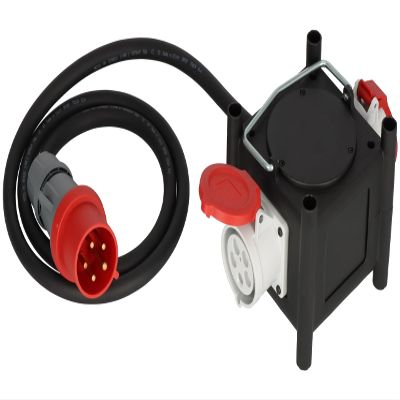 Brennenstuhl Rubber Compact Current Distributor/Rubber Distributor (2 m Cable, 2 x CEE 400V/32A, Use on Sites and Permanent Outdoor Use, Made in Germany)