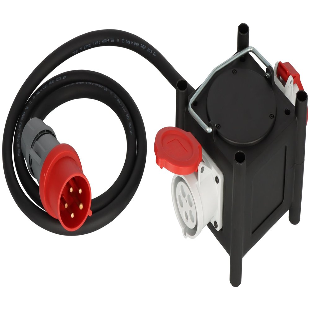 Brennenstuhl Rubber Compact Current Distributor/Rubber Distributor (2 m Cable, 2 x CEE 400V/32A, Use on Sites and Permanent Outdoor Use, Made in Germany)