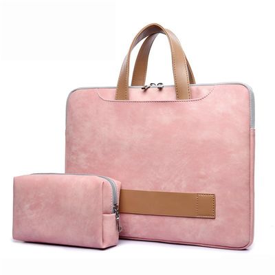 14 15 17 Inch Laptop Carrying Sleeve Case, for Men & Women, Waterproof Leather Laptop & Netbook Computer Briefcases (13-14 inches,Pink)