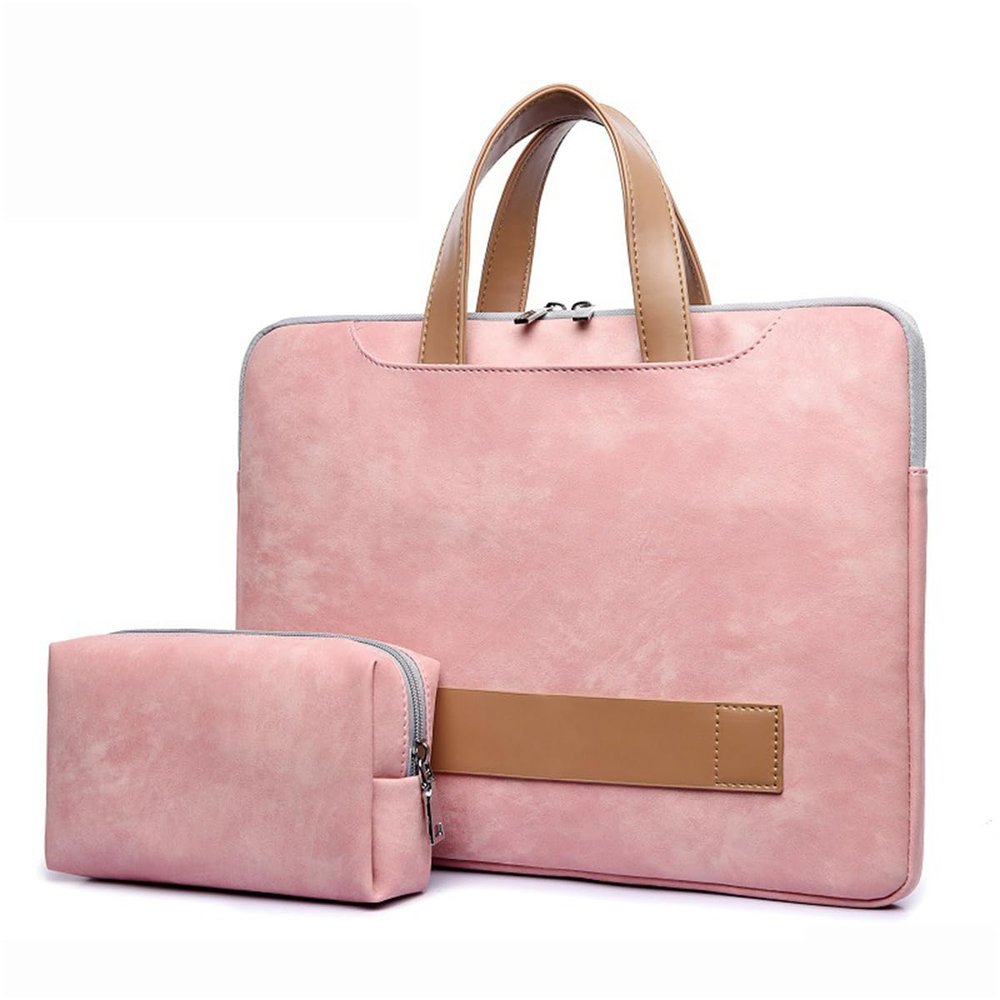 14 15 17 Inch Laptop Carrying Sleeve Case, for Men & Women, Waterproof Leather Laptop & Netbook Computer Briefcases (13-14 inches,Pink)