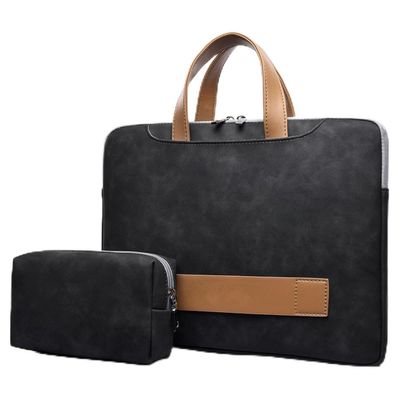14 15 17 Inch Laptop Carrying Sleeve Case, for Men & Women, Waterproof Leather Laptop & Netbook Computer Briefcases (13-14 inches,Black)