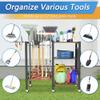 Dobures Garden Tool Organizer with Lockable Wheels, Heavy Duty Yard Tool Storage Rack for Shovels and Rakes, 3 Tier Lawn Care Utility Holder with hooks for Garage, Shed, Yard and Laundry Room view 2
