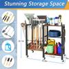 Dobures Garden Tool Organizer with Lockable Wheels, Heavy Duty Yard Tool Storage Rack for Shovels and Rakes, 3 Tier Lawn Care Utility Holder with hooks for Garage, Shed, Yard and Laundry Room view 3