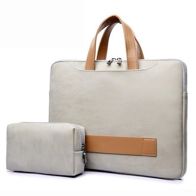 14 15 17 Inch Laptop Carrying Sleeve Case, for Men & Women, Waterproof Leather Laptop & Netbook Computer Briefcases (13-14 inches,Grey)