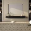 TV Stand Wood Wall Mount Floating TV Stand with Media Storage Cabinet and Two Drawers, Modern Space Saving Entertainment Center for Television, Decor for Living Room Home Office Television Stands ( Co view 3