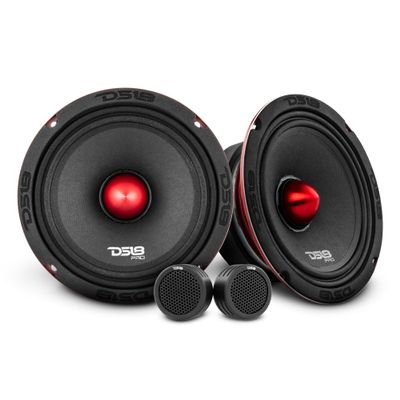 DS18 2X 6.5 Mid-Range Loudspeaker Red Aluminum Bullet 500W Max 250W RMS with 2X Piezo Super Micro Dome Tweeters - Premium Quality Audio Door Speakers for Car or Truck Stereo Sound System
