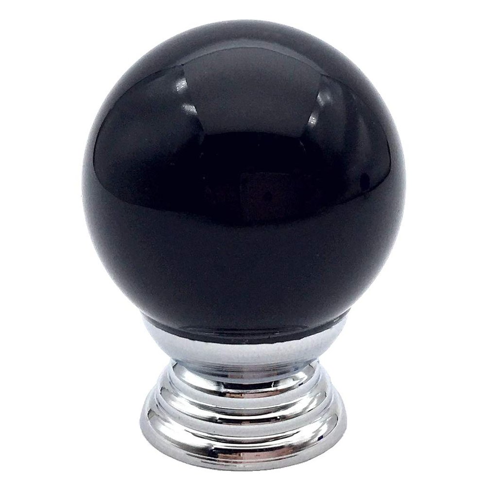 JCAKES Blue Glass Knob Drawer Pull Chrome Polished Cabinet Knobs Dresser Pulls Handle Kitchen Door Knob Hardware Diameter 1.2 (Color : Black)