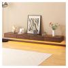 TV Stand Luxury Floating TV Shelf, 78.7'' Wall Mounted TV Stand Floating TV Cabinet Console Media Entertainment Under TV Shelf for Bedroom Living Room with LED Light Television Stands (Color : Walnut view 1