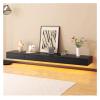 TV Stand Luxury Floating TV Shelf, 78.7'' Wall Mounted TV Stand Floating TV Cabinet Console Media Entertainment Under TV Shelf for Bedroom Living Room with LED Light Television Stands (Color : Walnut view 3