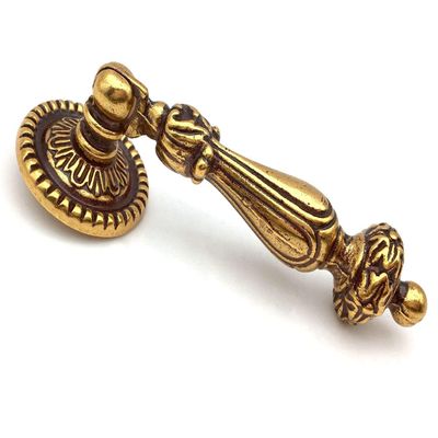 JCAKES 2.5" 3.75" C-C Cabinet Pull Handle Knob Drop Pull Antique Gold Brass Dresser Knob Drawer Handle Dresser Pulls Kitchen Door Handles Hardware 64 96 mm Centers (Size : L:3.3" (86 mm))