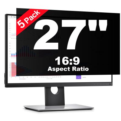 [5 Pack] 27 Inch Computer Privacy Screen Protector for HP Dell Acer Samsung LG and More, Removable Security Shield Filter for 16:9 Aspect Ratio Monitor Like ViewSonic Sceptre AOC Koorui BenQ and More