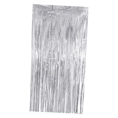 OSALADI 1pc Iridescent Tinsel Table Skirt for Events Wedding Birthday Decorations Silver Foil Fringe Table Decor Easy to Use Backdrop for Parties