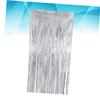 OSALADI 1pc Iridescent Tinsel Table Skirt for Events Wedding Birthday Decorations Silver Foil Fringe Table Decor Easy to Use Backdrop for Parties view 3