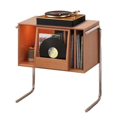 CD Record Storage Rack Record Player Stand, Vinyl Record Storage Holder Cabinet with 2 Stainless Steel Legs and Large Capacity Storage, End Table for Bedroom Living Room Record Storage Holder ( Color