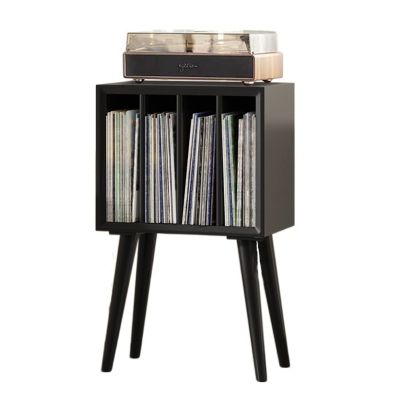 CD Record Storage Rack Record Player Stand, Vinyl Record Storage Cabinet Turntable Stand with 4 Compartments and Wood Legs, Vinyl Display Storage Table for Bedroom Living Room Record Storage Holder (
