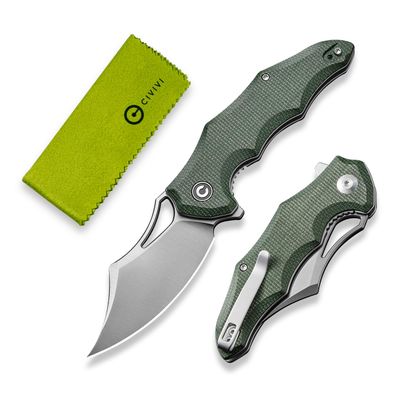 CIVIVI Chiro Cool Pocket Knife for EDC, Folding Knife with Flipper 3.1" 14C28N Blade Canvas Micarta Handle, Utility Knife for Men Women C23046-2