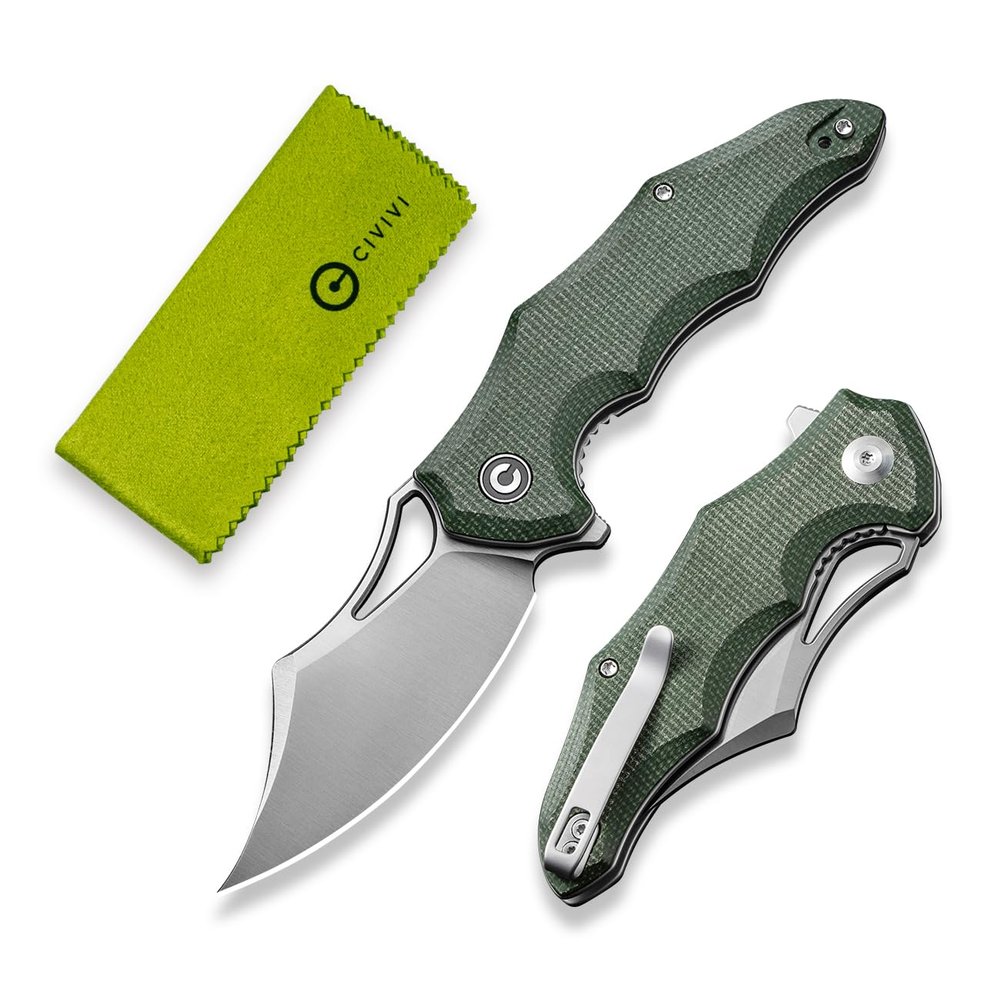 CIVIVI Chiro Cool Pocket Knife for EDC, Folding Knife with Flipper 3.1" 14C28N Blade Canvas Micarta Handle, Utility Knife for Men Women C23046-2