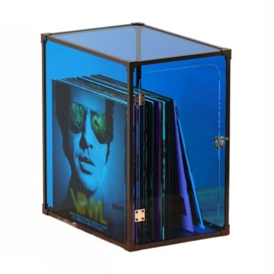 CD Record Storage Rack Vinyl Record Storage Crate, LP Record Storage Holder Case with Aluminum Alloy Frame, Organic Glass Cover Record Organizer Box, Easy to Install Record Storage Holder ( Color : Bi